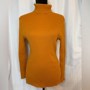 Jessica London 100% cotton orange asymmetrical ribbed turtle neck sweater tunic